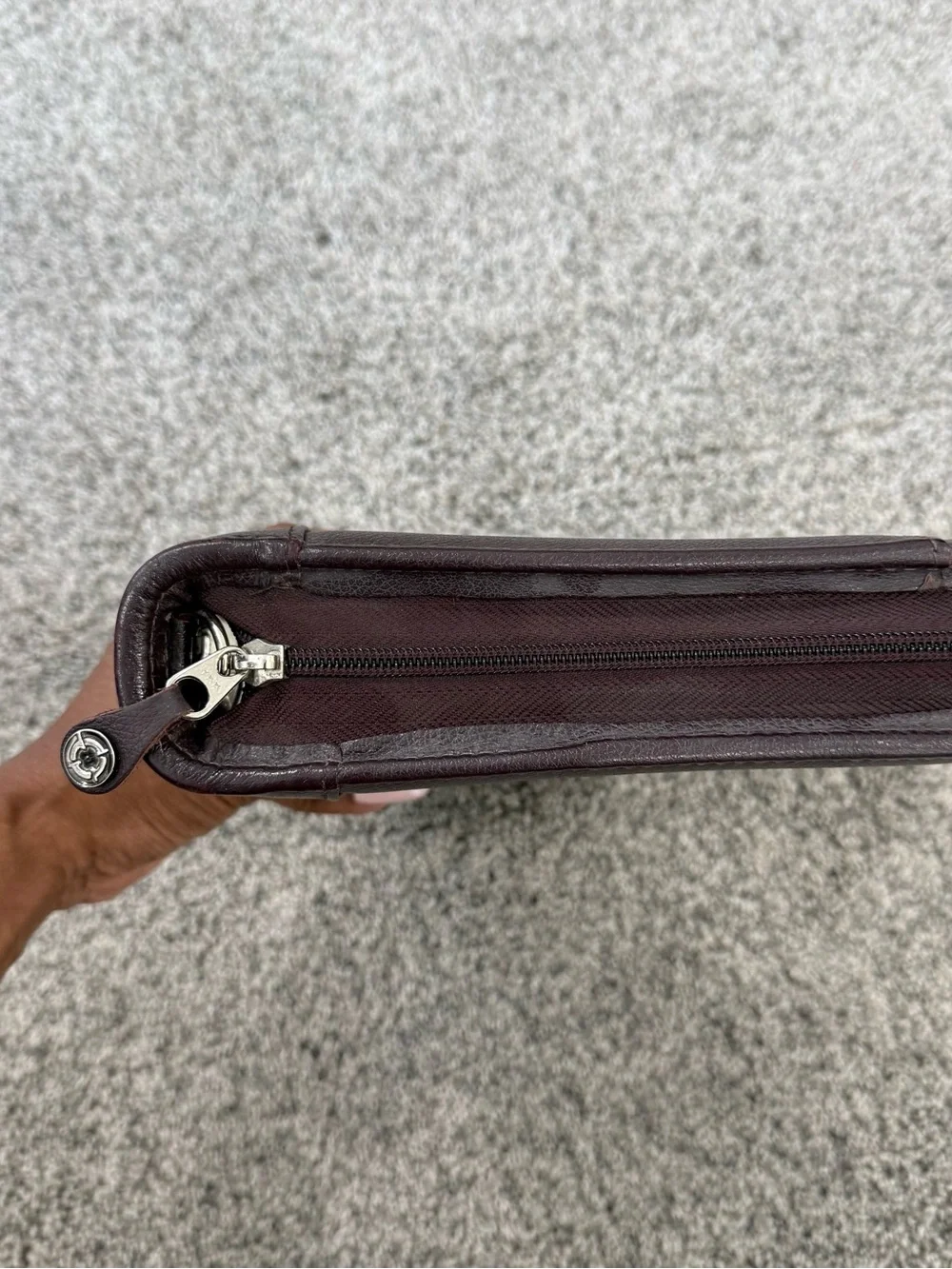 Vintage Franklin Covey Burgundy Leather 7 Ring Binder Zip Around Planner Pockets
